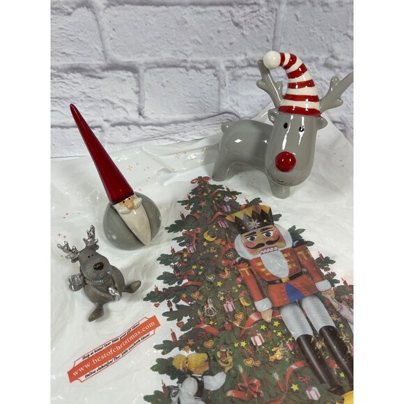 Europe Germany Christmas Market Holiday Ornament Décor Ceramic Santa Reindeer - Picture 4 of 16